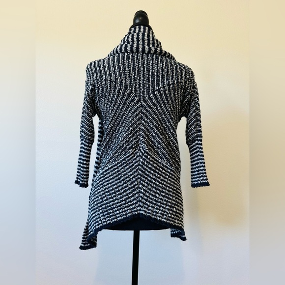 Free People Womens 3/4 Sleeve Shawl Open Front Striped Knit Cardigan Blue Size S - Picture 3 of 9